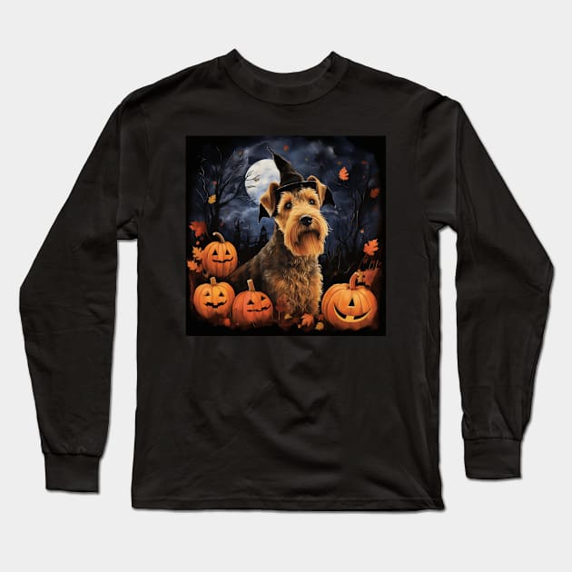 Halloween Lakeland terrier painting Long Sleeve T-Shirt by NatashaCuteShop